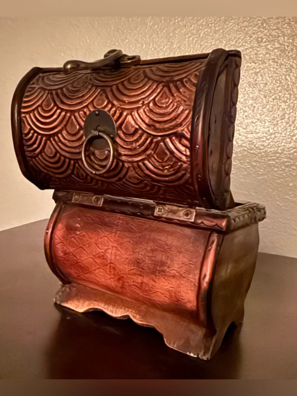 Vintage Style Embossed Treasure Chest Trinket Box | Rustic Decor Storage